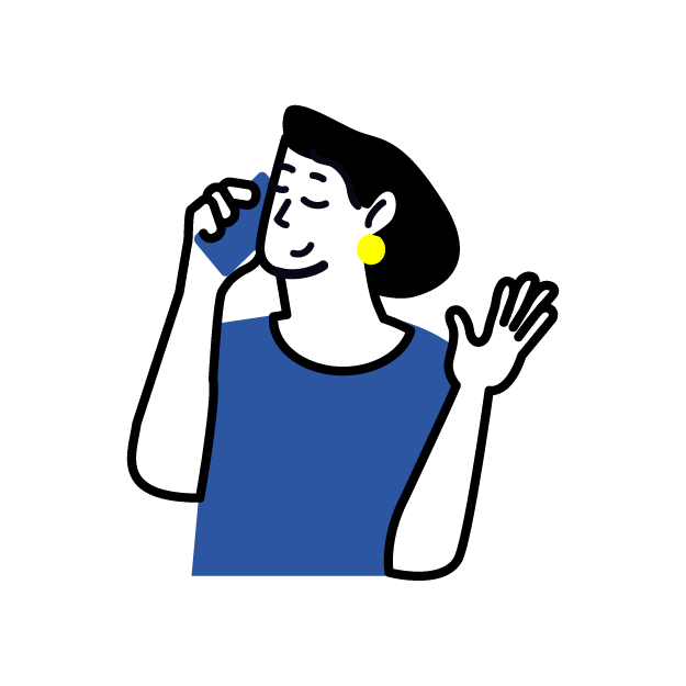 Graphic icon of a girl talking on phone