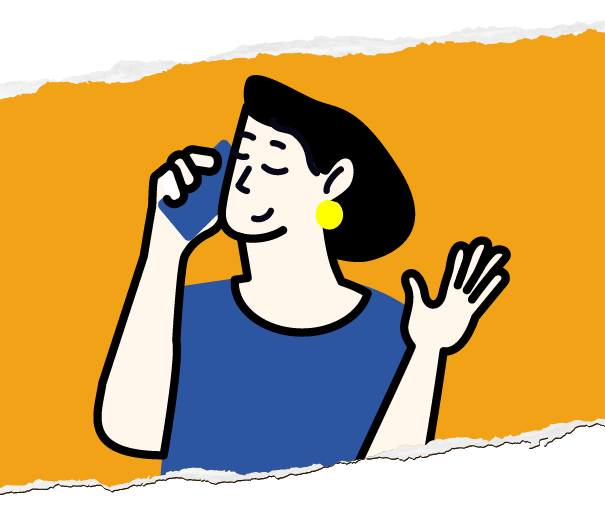 Graphic icon of a woman talking on phone