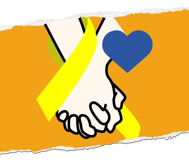 Graphic icon of 2 people holding hands