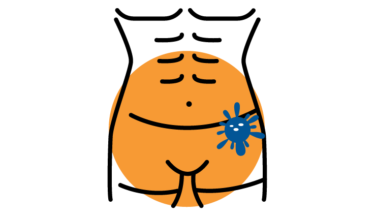 Graphic represenation of male body with a germ in front